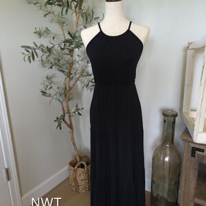 Elegant Black Halter Maxi Dress